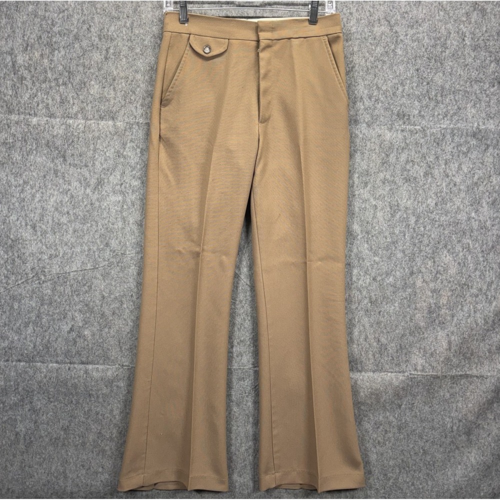 True Vintage 1960s Pleated Trouser Pants Mens 28x29 Tan Farah Boot Cut Flare USA